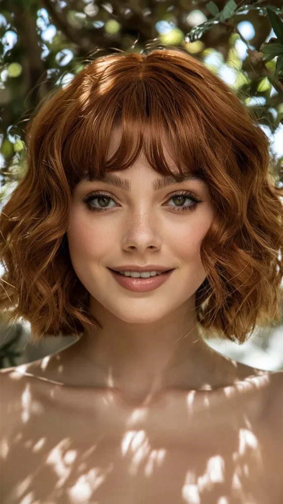 30+ Images of Wavy Short Hair Women with Bangs That Are Stylish and Trendy