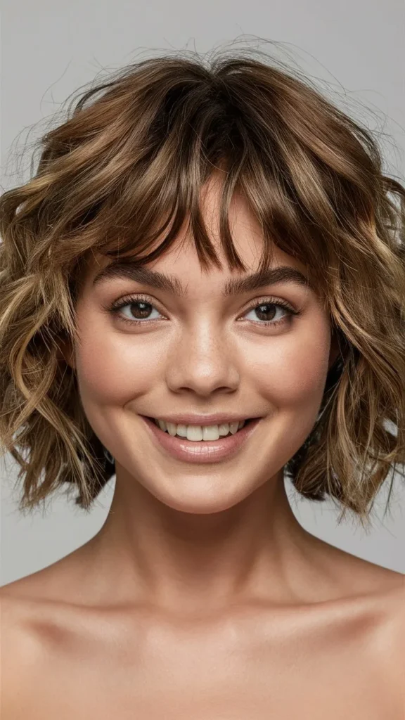 30+ Images of Wavy Short Hair Women with Bangs That Are Stylish and Trendy