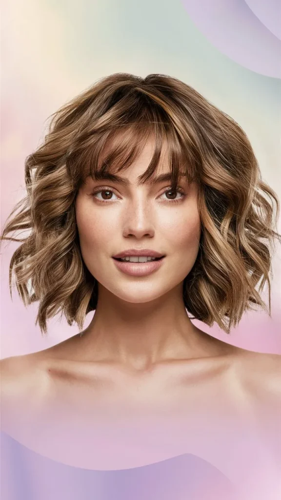 30+ Images of Wavy Short Hair Women with Bangs That Are Stylish and Trendy