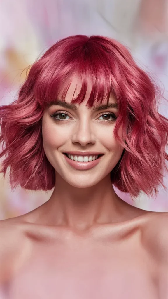 30+ Images of Wavy Short Hair Women with Bangs That Are Stylish and Trendy