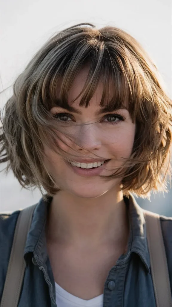 30+ Images of Wavy Short Hair Women with Bangs That Are Stylish and Trendy