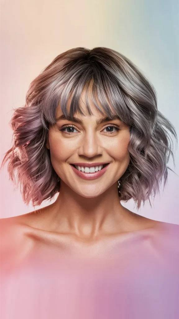 30+ Images of Wavy Short Hair Women with Bangs That Are Stylish and Trendy