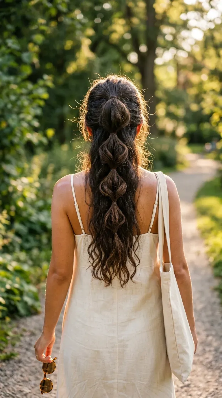 Loose pancaked three strand braid, one of the easiest braided hairstyles for beginners