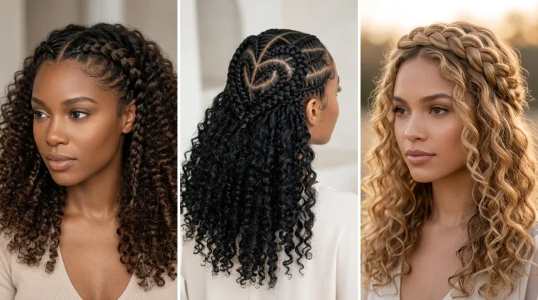 15 Front Braids With Curly Hair in the Back That Stop Traffic