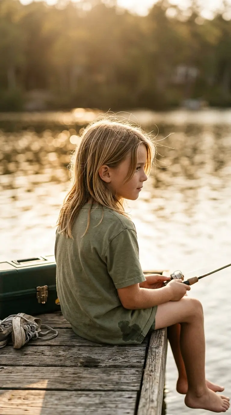 Three quarter view of shoulder length surfer flow, a classic among boys long hairstyles