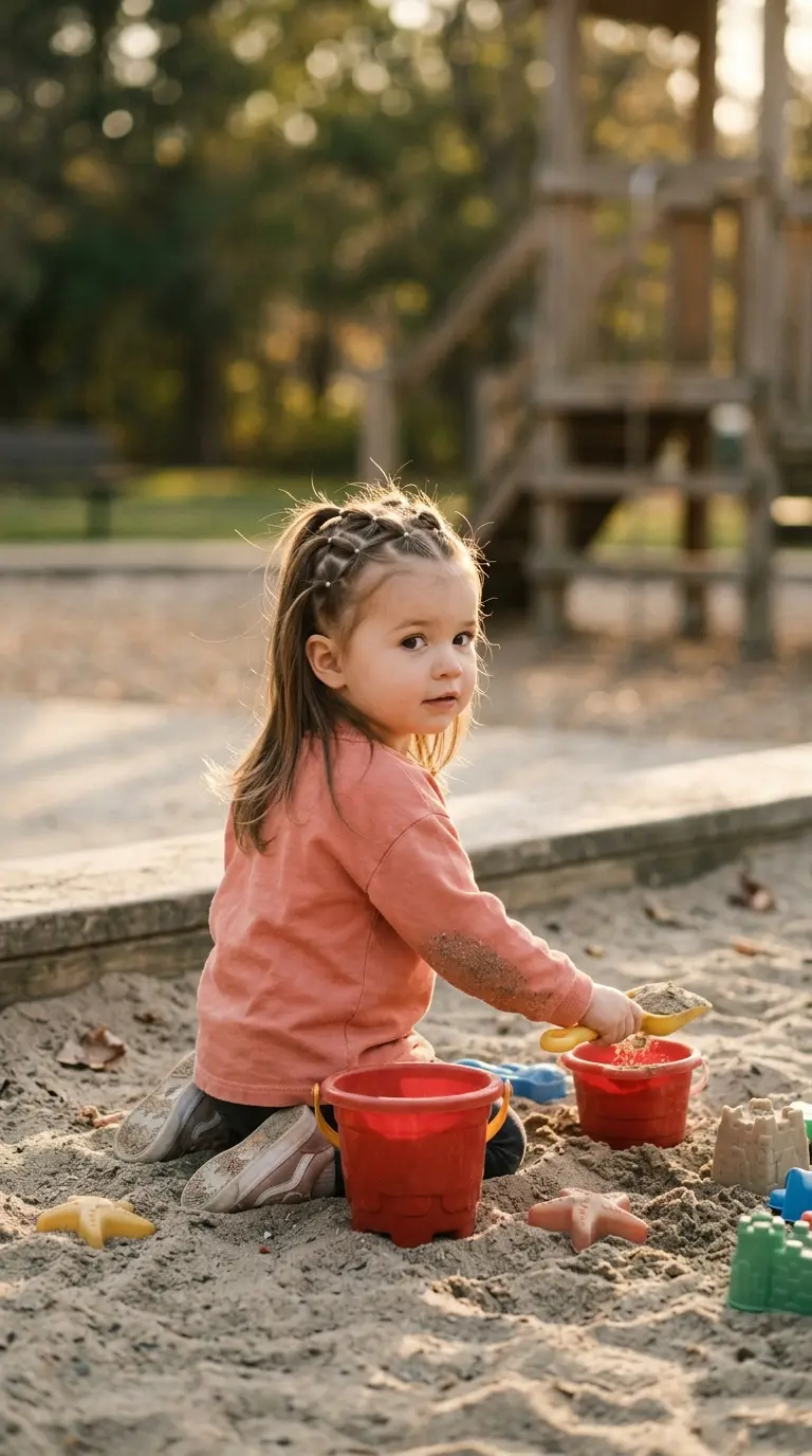 Three quarter back view of a toddler with a criss cross elastic grid
