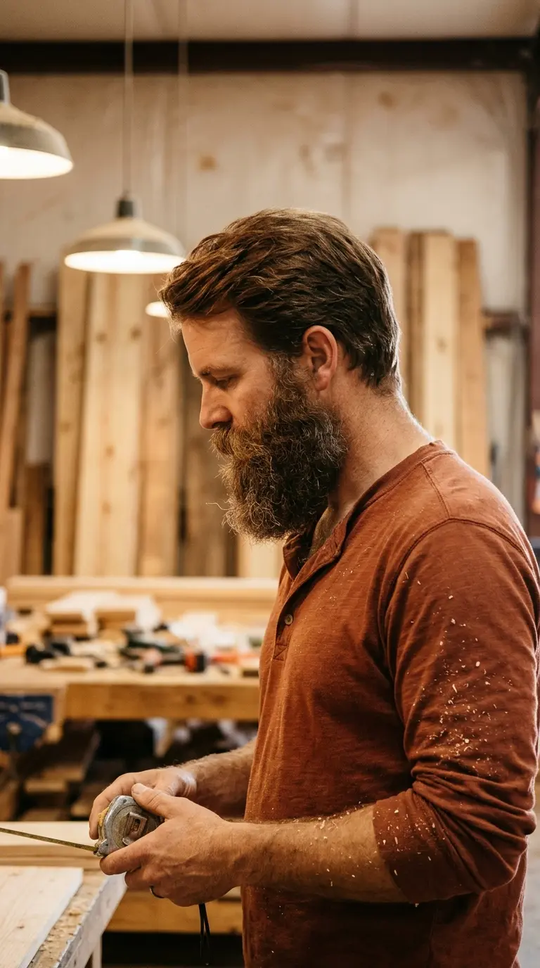 Side profile of a man with a big Garibaldi beard with a wide rounded bottom