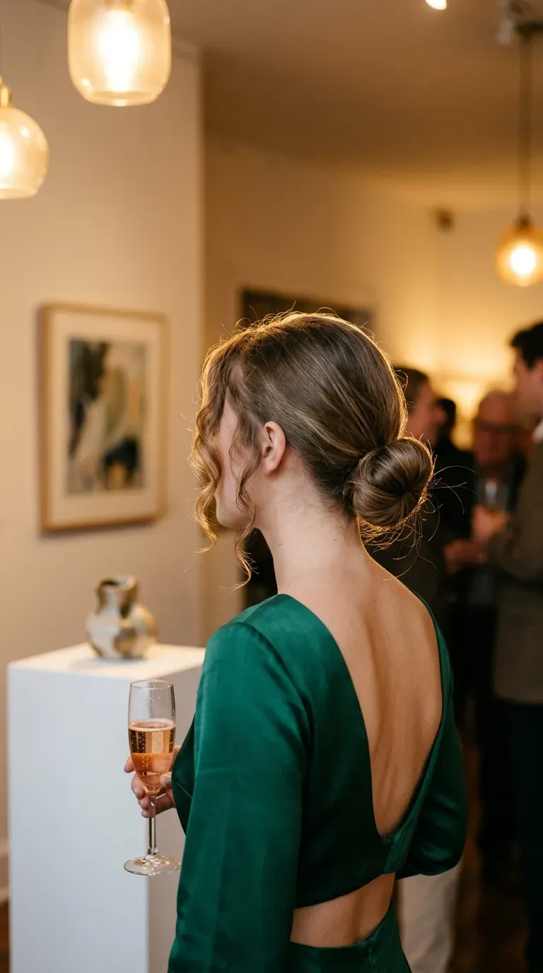 Over the shoulder view of a half up twist held with a heart claw clip