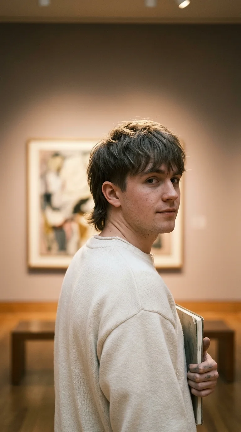 Over the shoulder view of a Korean mullet with a soft fringe