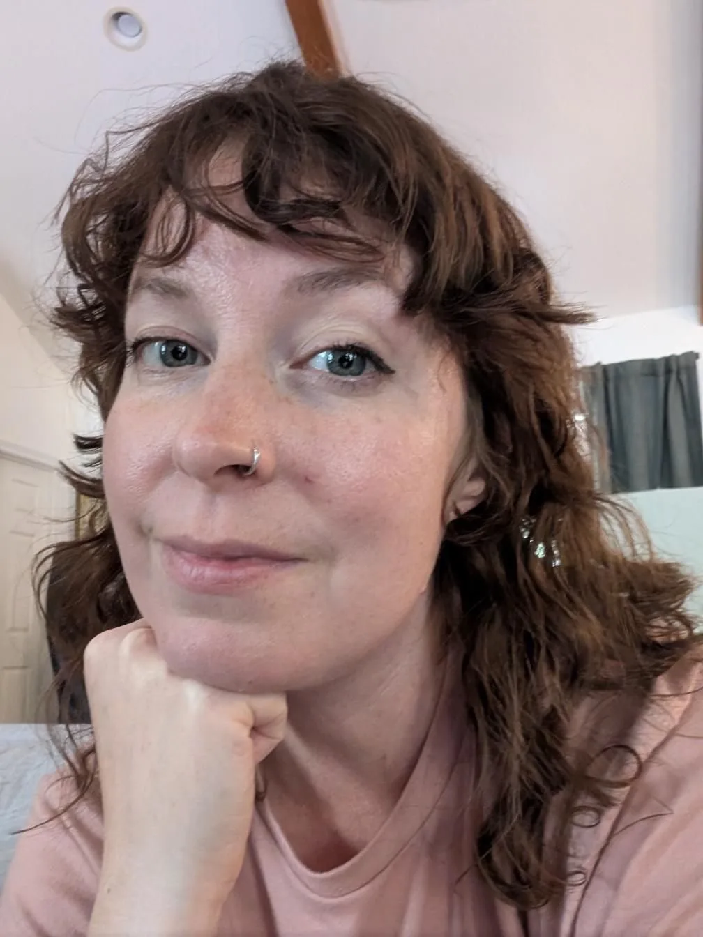 Medium shag haircut: shag with wispy bangs