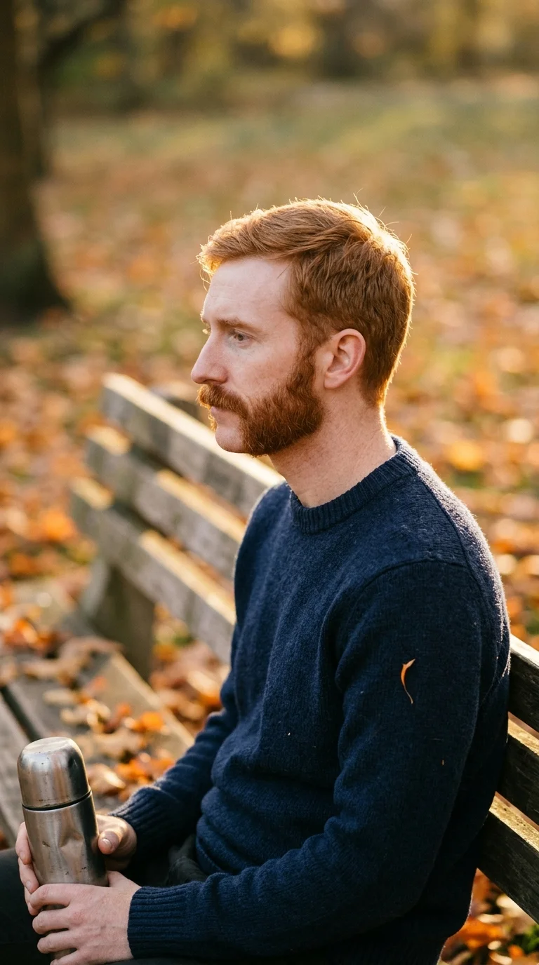 Side profile of a man with thick mutton chops and a clean shaved chin