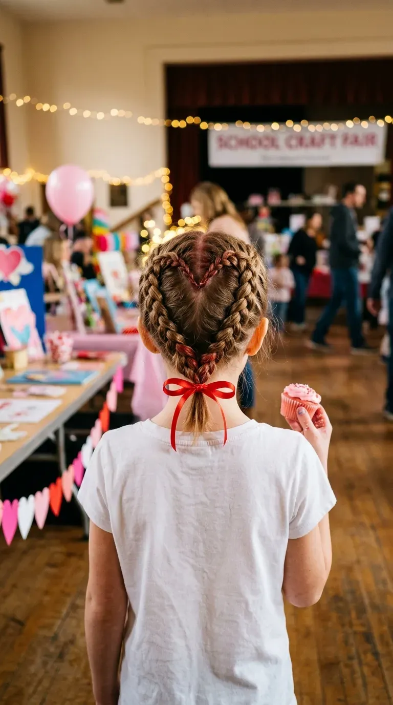 Round bun with eight dangling braids styled as an octopus at an aquarium