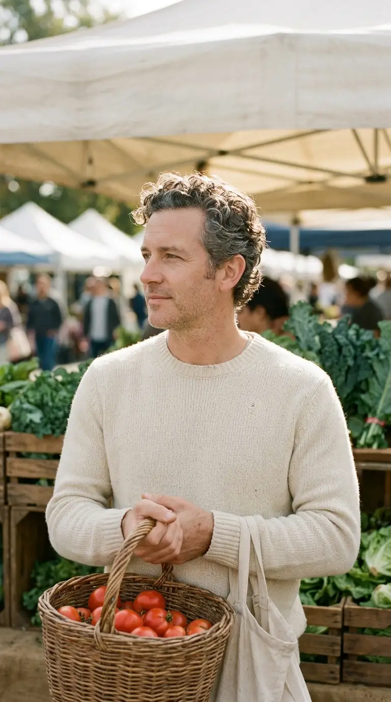 Three quarter front side view of short even curls with no fade at a market