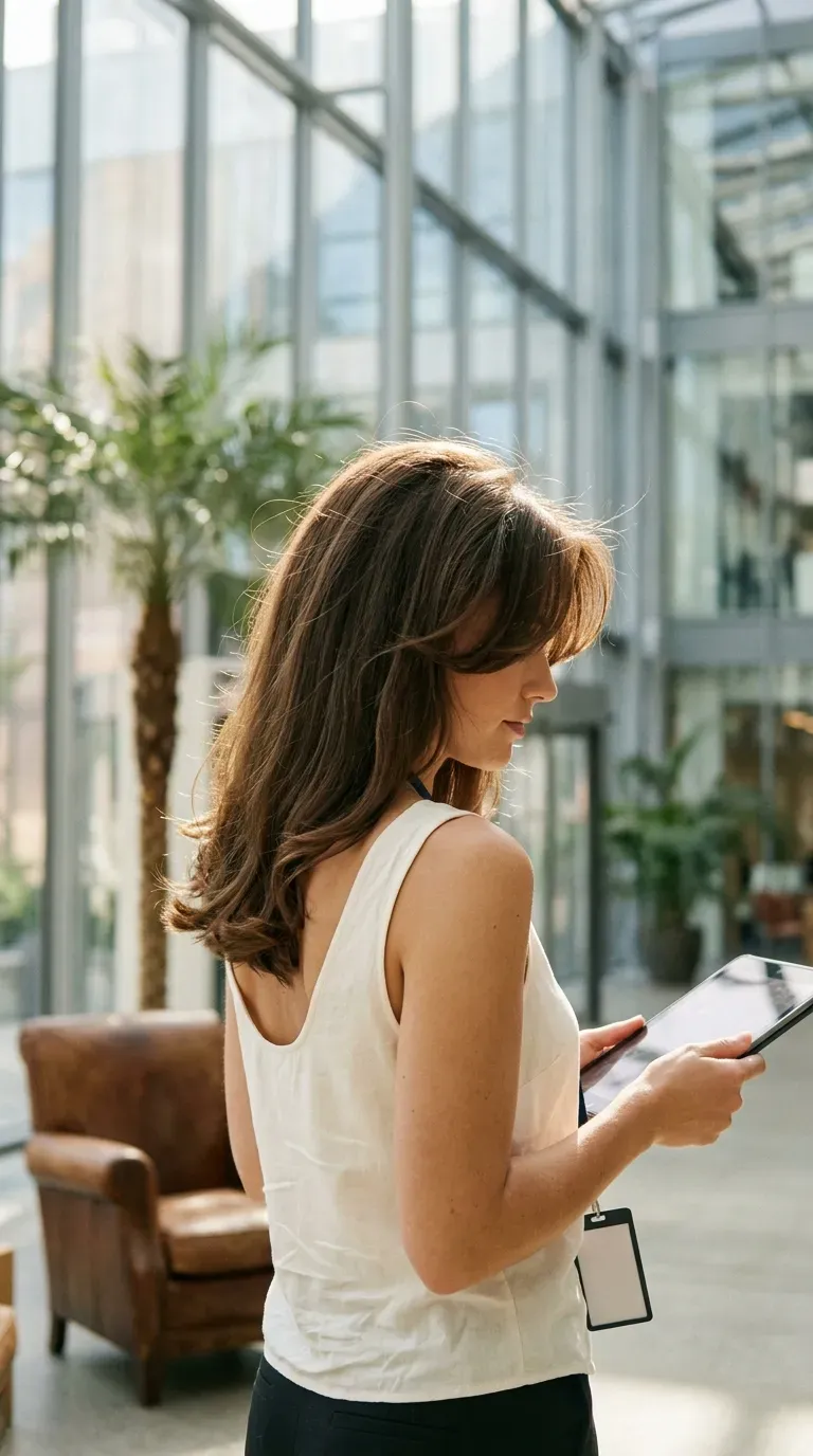 Side profile of a soft blowout with a deep side part in an atrium