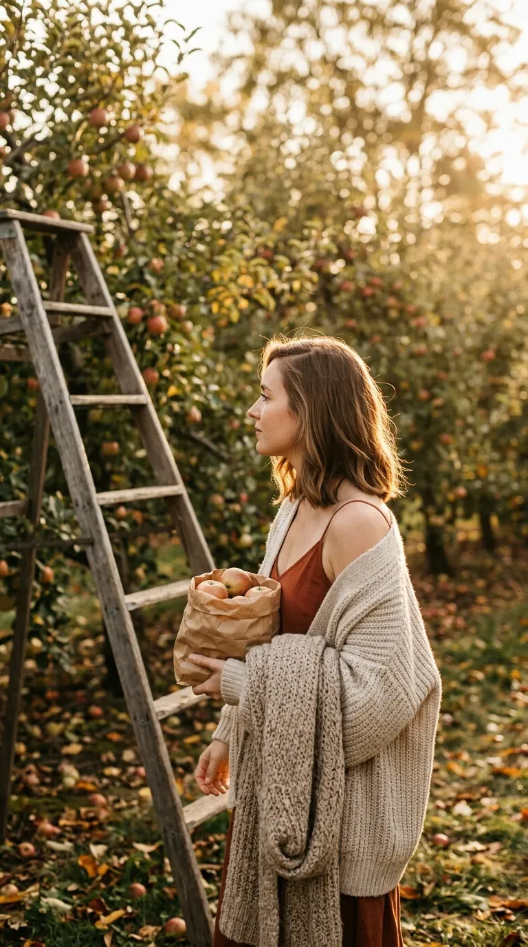 Side profile of a soft lob with a shorter nape in an apple orchard