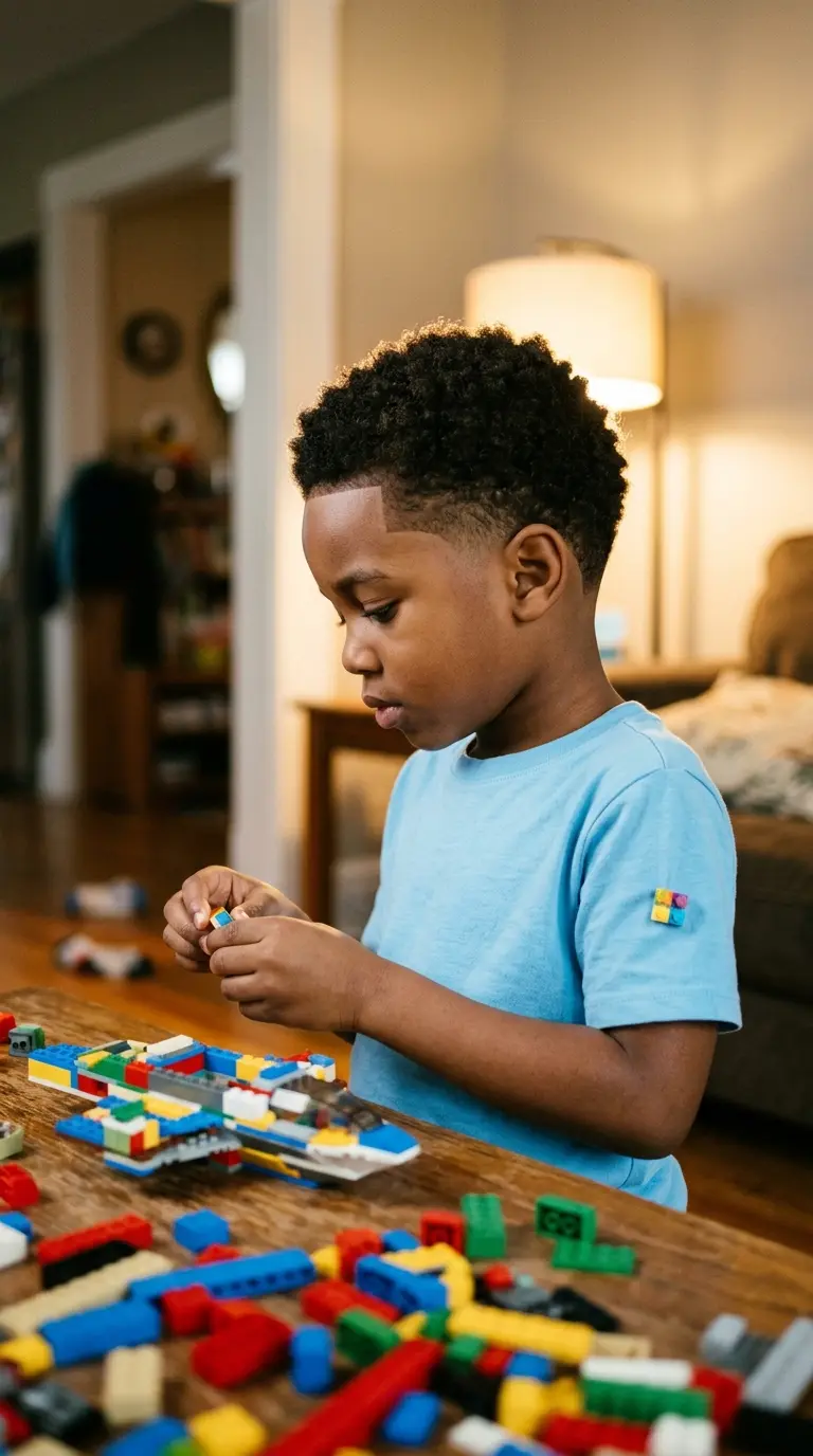 Side profile of a young boy with a temple taper and natural line up